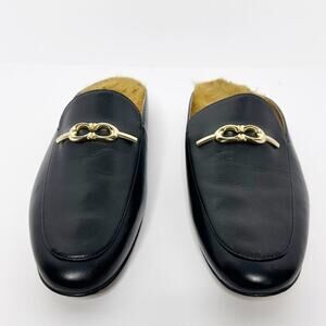 Coach Womens 6.5‎ Sienna Sherpa Slide Black Leather Fur Lined Mules